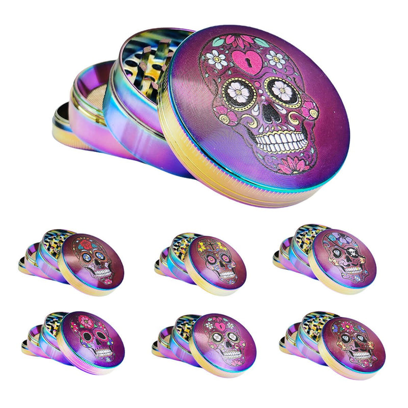 Grinder - Rainbow Mexican Skulls Metal Grinder 4 Parts (Random Design) – 50mm