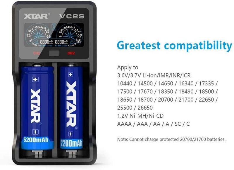 VC2-S - 2 Cell Battery Charger by Xtar