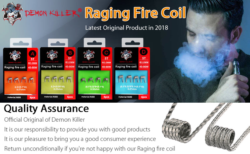 Raging Fire -  Pre-Rolled Coils - Pack of 4 by Demon Killer
