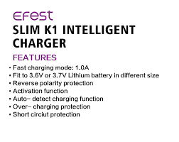 SLIM K1 Intelligent 1 Cell Charger by Efest